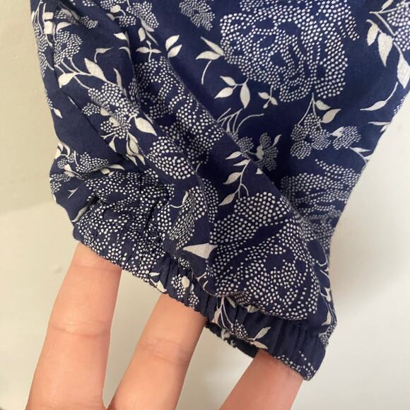 Janie and Jack Girls Navy Blue & White Floral Jumpsuit Flutter Accent Sz 3 - Picture 5 of 11